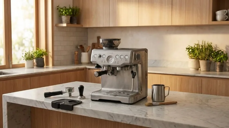 Breville Barista Express positioned on kitchen counter with proper clearance