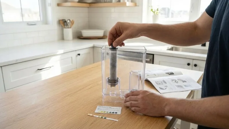 Water filter holder being placed into Breville water tank
