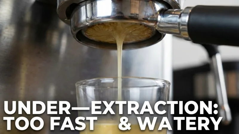 Fast pouring espresso shot showing under-extraction