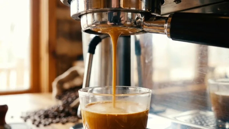 Satisfying single stream of espresso flowing from bottomless portafilter