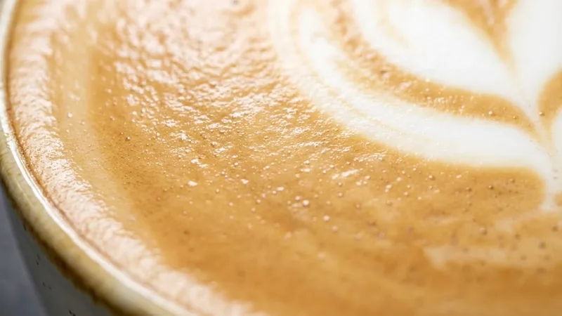 Extreme close-up of perfect microfoam surface showing glossy and smooth texture like wet paint