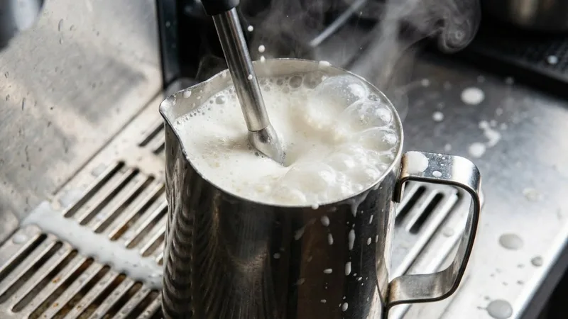 Mistake: Steam wand tip is too shallow, causing large soap bubbles and a screaming sound rather than proper microfoam