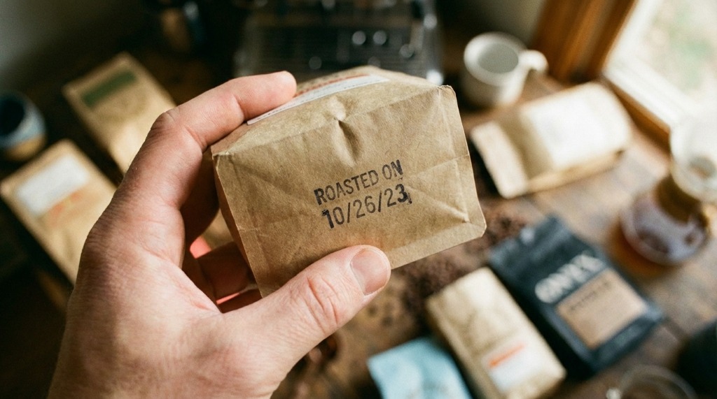 Coffee Bag Roast Date Close-up