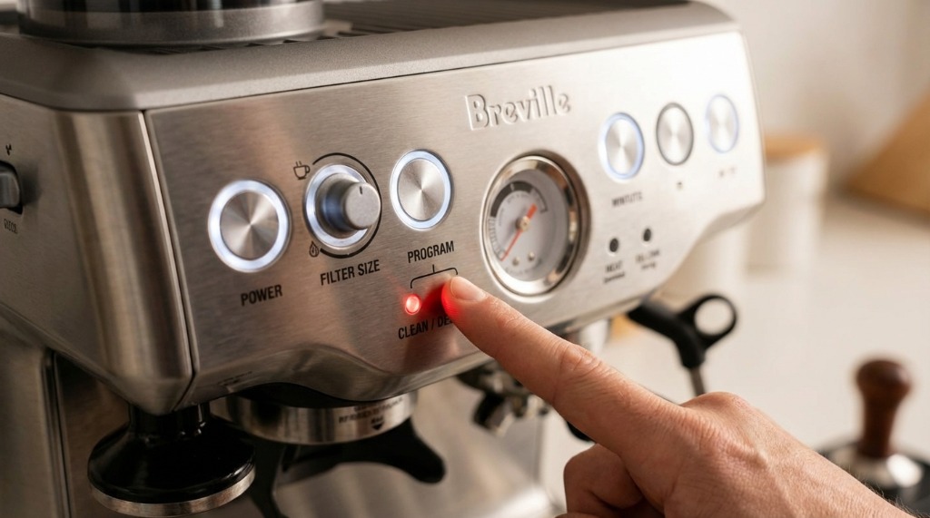 Finger pointing to Clean Me indicator