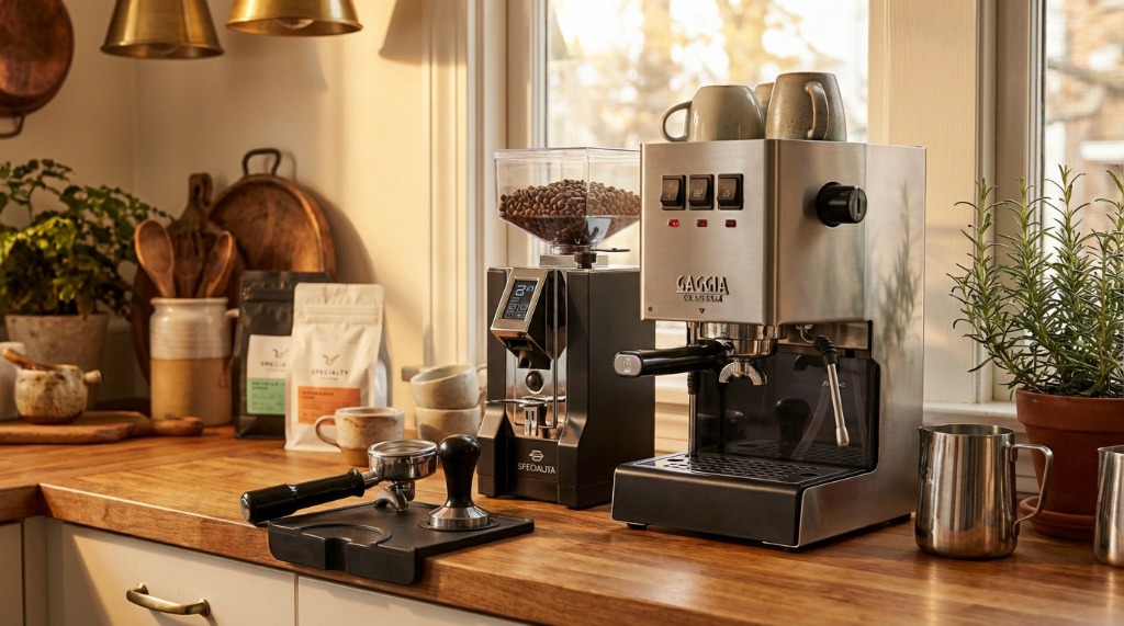 Gaggia setup with external Eureka grinder