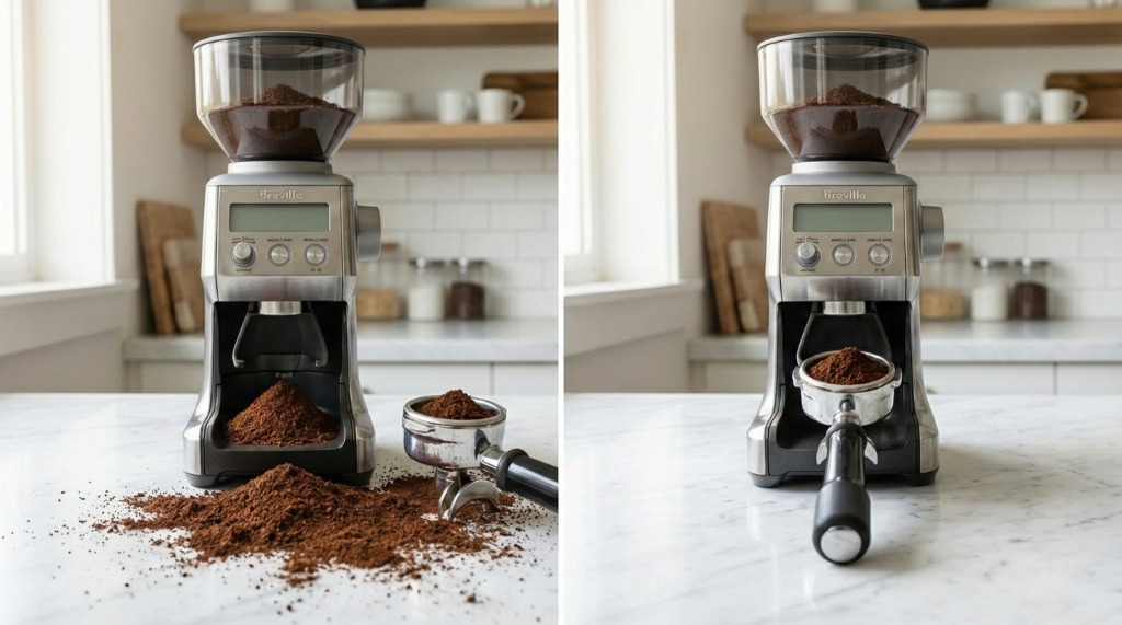 Breville Grinder Retention Before and After Comparison