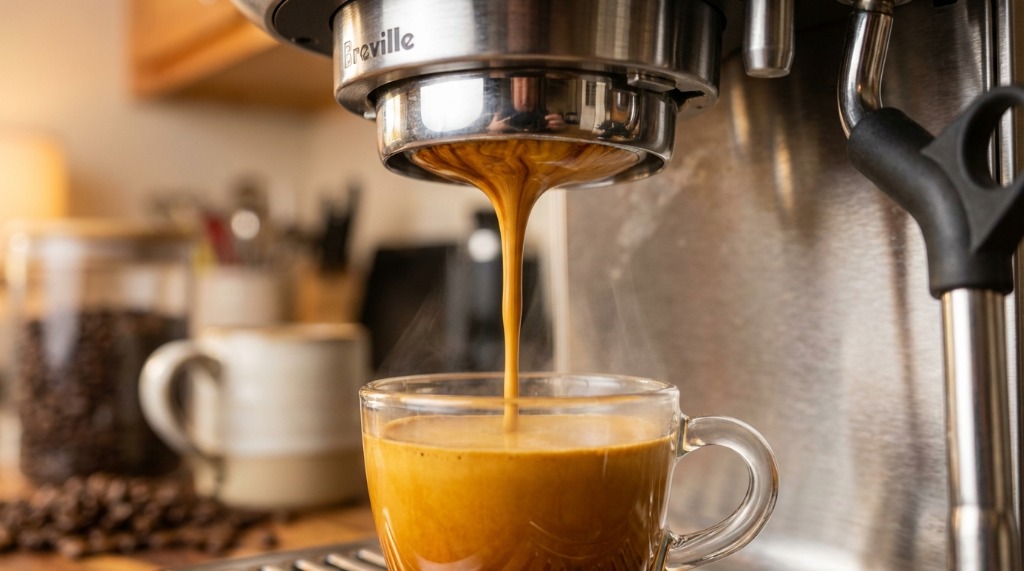 Perfect espresso extraction with golden crema from Breville