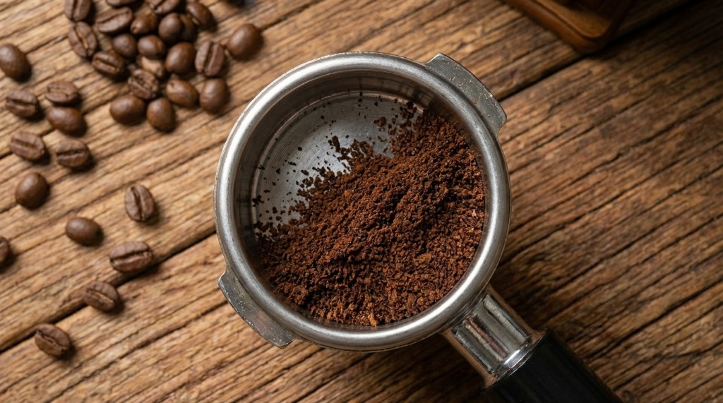 Underdosed portafilter basket with insufficient coffee