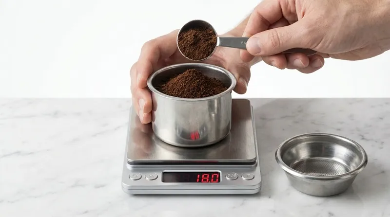 Dosing a double shot basket on scale