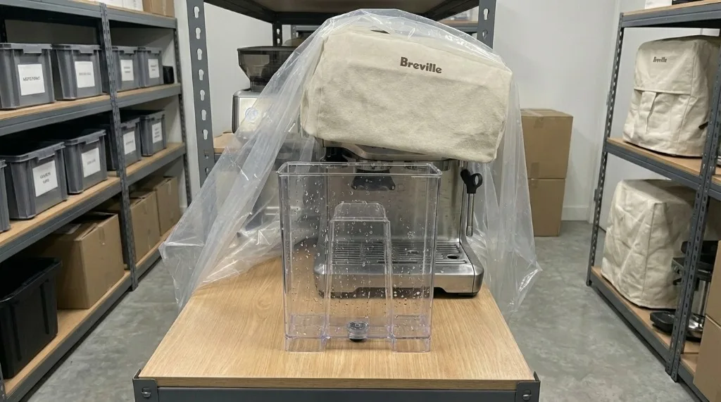 Empty and dry water tank removed from the machine