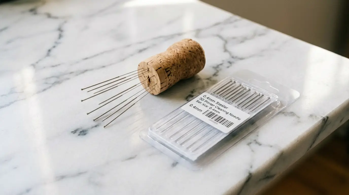 DIY WDT tool made from a wine cork with thin acupuncture needles